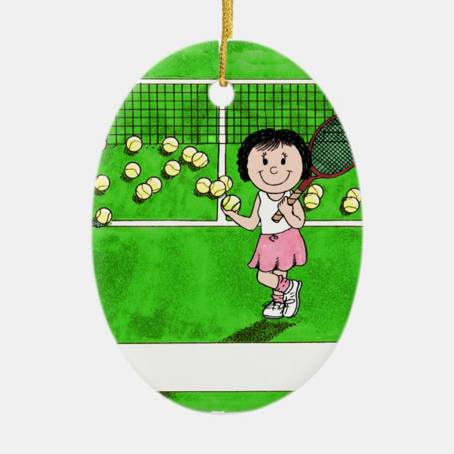 Adorno De Cerámica Jugador de tenis, hembra - Regalo Personalizado pe (Frente)