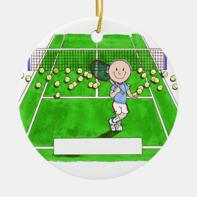 Adorno De Cerámica Jugador de tenis, hombre - Personalizado personali (Frente)