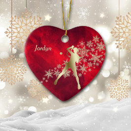 Adorno De Cerámica Jugador de Tenis Red Gold Snowflake