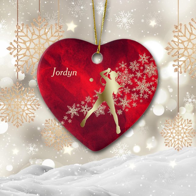 Adorno De Cerámica Jugador de Tenis Red Gold Snowflake (Subido por el creador)