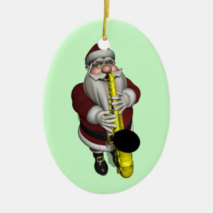 Adorno De Cerámica Jugador saxofón de Santa Claus