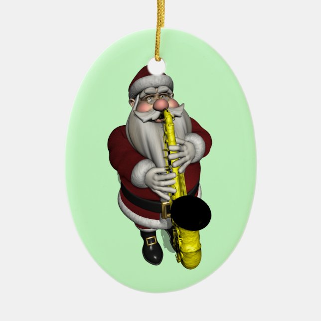 Adorno De Cerámica Jugador saxofón de Santa Claus (Frente)