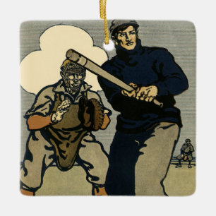 Adorno De Cerámica Jugadores De Béisbol Deportivo Vintage, Arte Estil