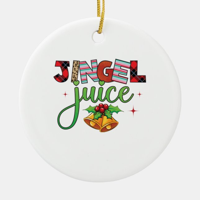 Adorno De Cerámica Jugo de jingle de regalo de Navidad (Frente)