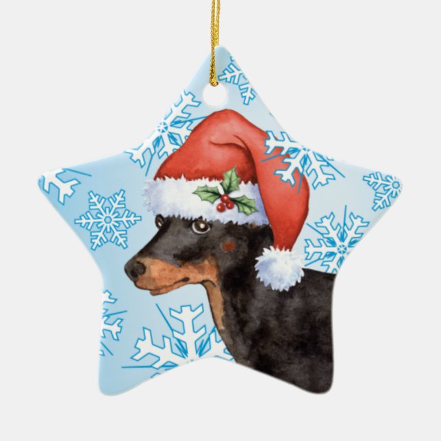 Adorno De Cerámica Juguete feliz Manchester Terrier de Howlidays (Frente)