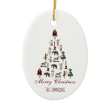 Juguetes de época navideña árbol rojo fotografia c