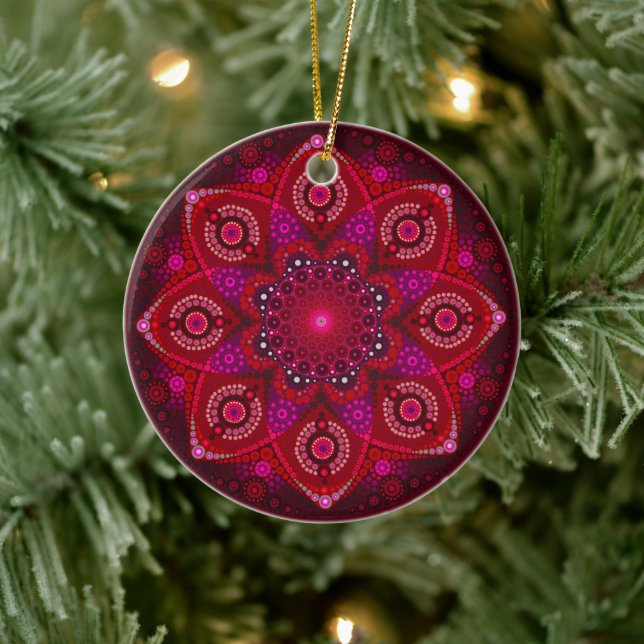 Adorno De Cerámica Julio Birthstone Ruby Mandala Ornament (Árbol)