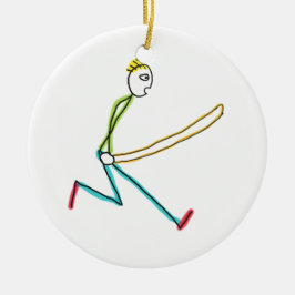 Adorno De Cerámica Jump Rope Skipping Stickman