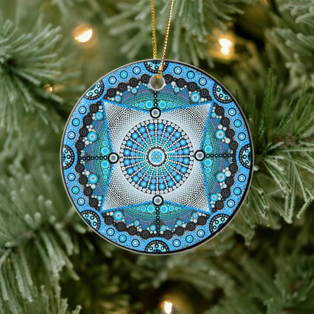 Adorno De Cerámica June Birthstone Moonstone Mandala Ornament (Árbol)