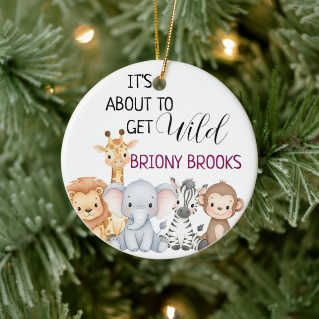 Adorno De Cerámica Jungle Safari "It's About To Get Wild" Baby Shower (Árbol)