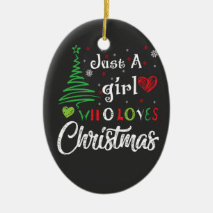 Adorno De Cerámica Just a Girl Who Loves Christmas