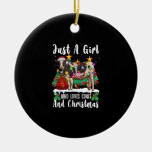 Adorno De Cerámica Just A Girl Who Loves Cows And Christmas Family Ug