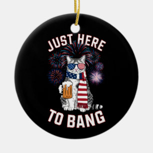 Adorno De Cerámica Justo Aquí Para Bang USA Flag Beer Cat Lover 4 De 
