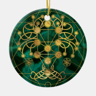 Adorno De Cerámica Kabbalah El árbol de la vida - malaquita