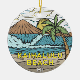 Adorno De Cerámica Kaihalulu Beach Hawaii Vintage