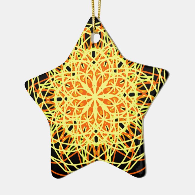 Adorno De Cerámica Kaleidoscope Mandala Art Energy Flower Yellow (Izquierda)