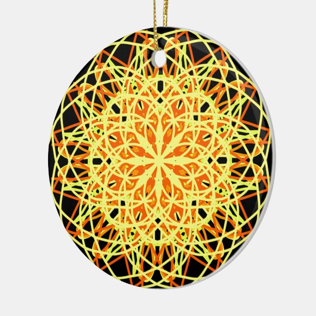Adorno De Cerámica Kaleidoscope Mandala Art Energy Flower Yellow (Izquierda)