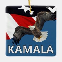 Kamala con águila y bandera