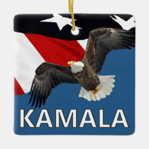 Adorno De Cerámica Kamala con águila y bandera