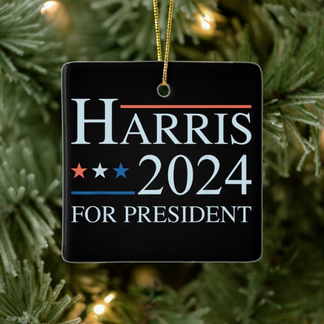 Adorno De Cerámica Kamala Harris 2024 Por El Presidente (Árbol)