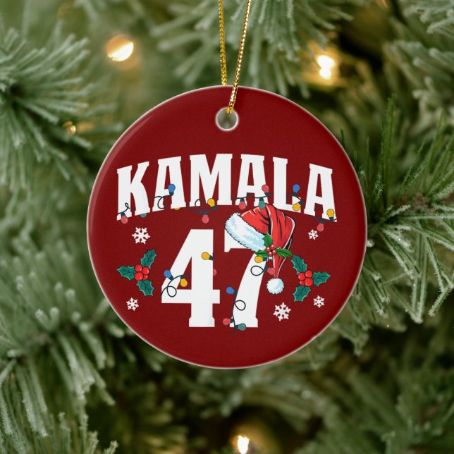 Adorno De Cerámica Kamala Harris 47 presidente Feliz Navidad Santa (Árbol)