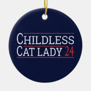 Adorno De Cerámica Kamala Harris - Gato sin hijos Lady 2024 I