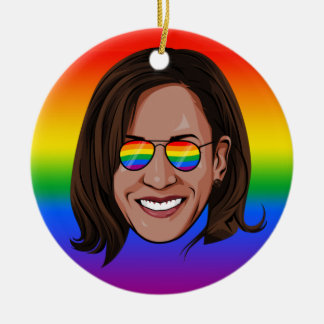 Adorno De Cerámica Kamala Harris - Head with Aviators Rainbow