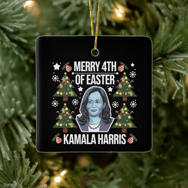 Adorno De Cerámica Kamala Harris Navidades Santa Merry 4 De Pascua (Árbol)