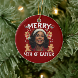 Adorno De Cerámica Kamala Harris Navidades Santa Merry 4 de Semana Sa