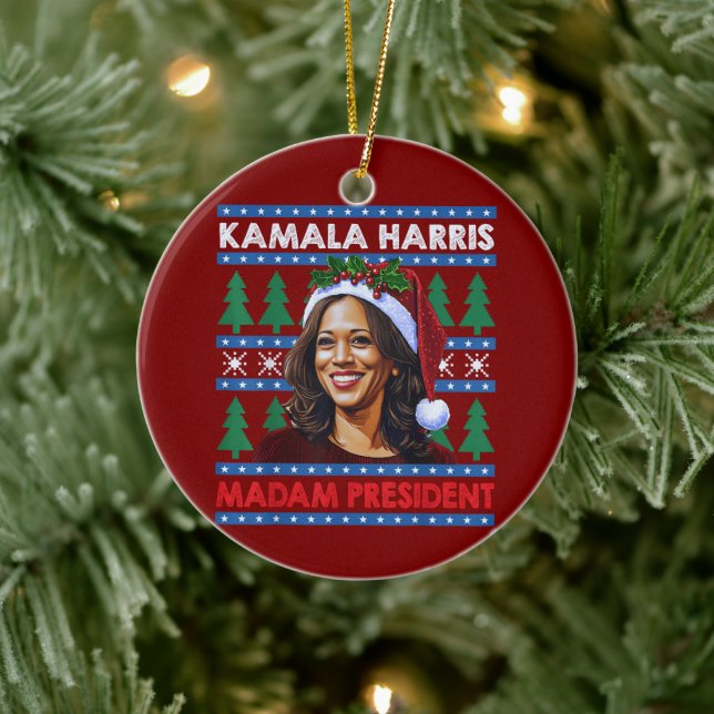 Adorno De Cerámica Kamala Harris Señora Presidenta Navidades Santa Ha (Árbol)