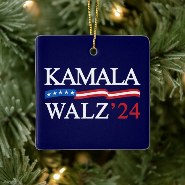 Adorno De Cerámica Kamala Harris Walz 2024 Obviamente Azul (Árbol)