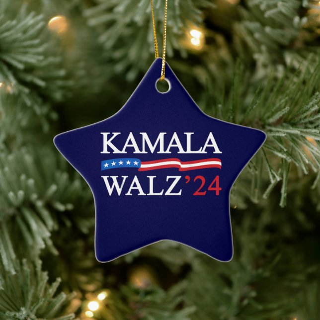 Adorno De Cerámica Kamala Harris Walz 2024 Obviamente Azul (Árbol)