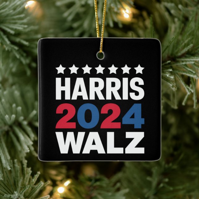 Adorno De Cerámica Kamala Harris Walz Por Vicepresidente (Árbol)