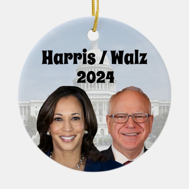 Adorno De Cerámica Kamala Harris y Tim Walz 2024 (Frente)