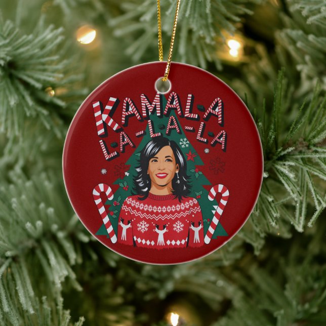 Adorno De Cerámica Kamala-la-la-la-Funny Navidades Kamala Harris (Árbol)