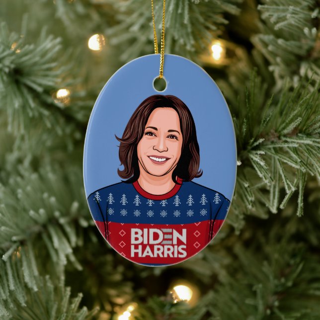 Adorno De Cerámica Kamala Ugly Sweater Biden Harris (Árbol)