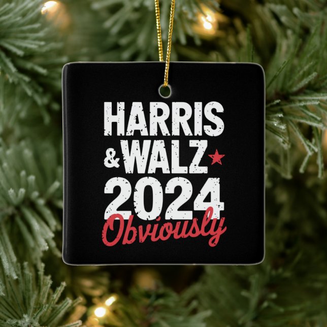 Adorno De Cerámica Kamala Walz Obviamente 2024 Harris Waltz 2024 (Árbol)