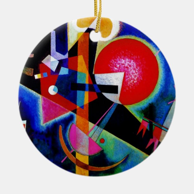 Adorno De Cerámica Kandinsky con pintura abstracta azul (Frente)