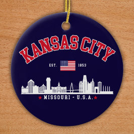 Adorno De Cerámica Kansas City Modern Skyline Souvenir