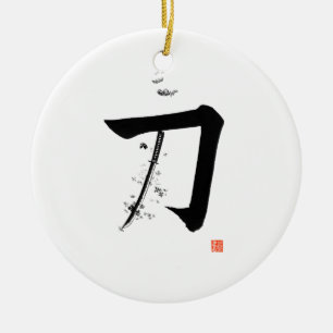 Adorno De Cerámica Katana 刀 - La Espada (Caligrafía Japonesa)