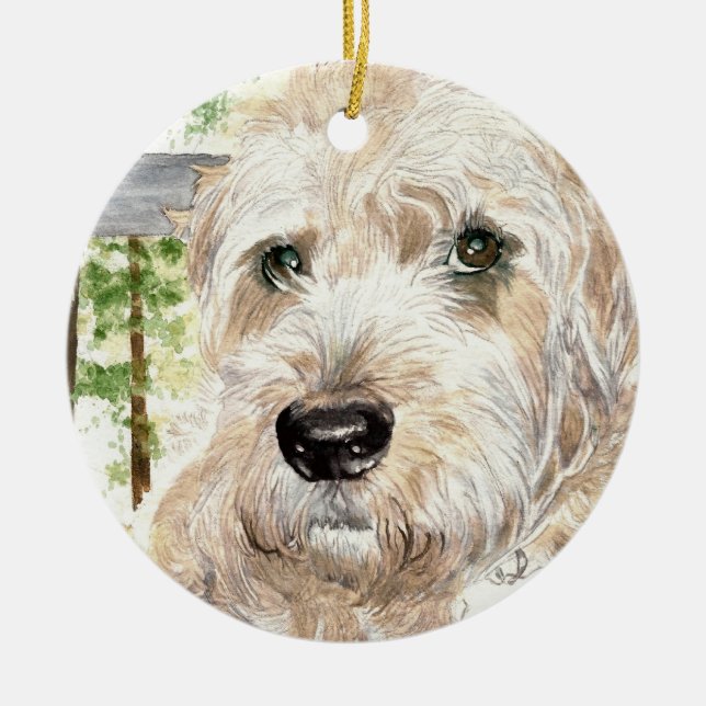 Adorno De Cerámica Katie el Wheaton revestido suave Terrier (Frente)