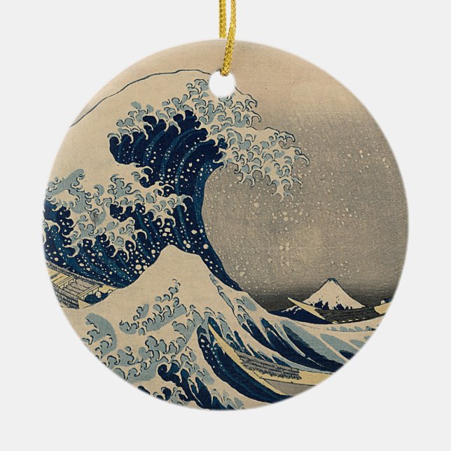Adorno De Cerámica Katsushika Hokusai. La gran ola de Kanagawa (Frente)