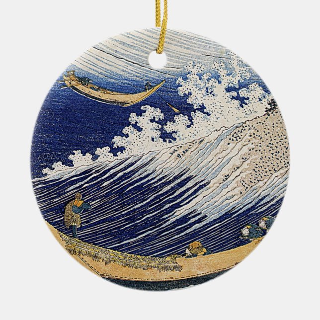Adorno De Cerámica Katsushika Hokusai. Olas oceánicas (Frente)
