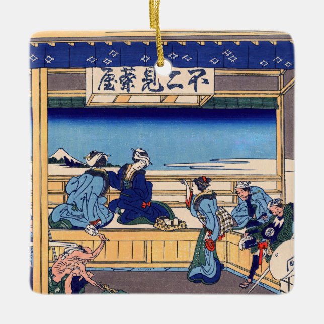 Adorno De Cerámica Katsushika Hokusai - Yoshida en Tokaido (Anverso)