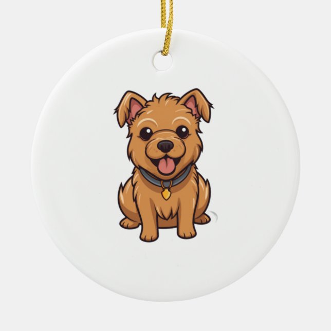 Adorno De Cerámica Kawaii Australian Terrier Puppy (Frente)