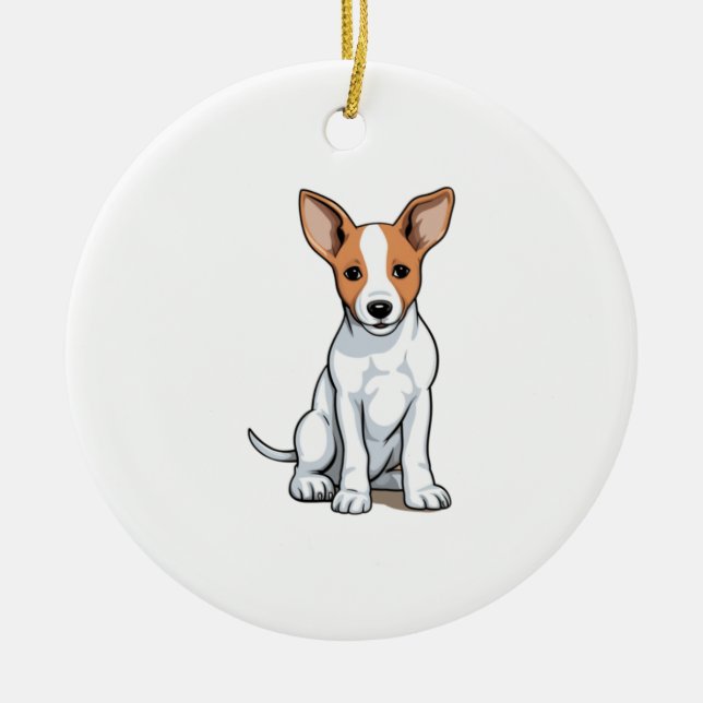 Adorno De Cerámica Kawaii Basenji Puppy (Frente)