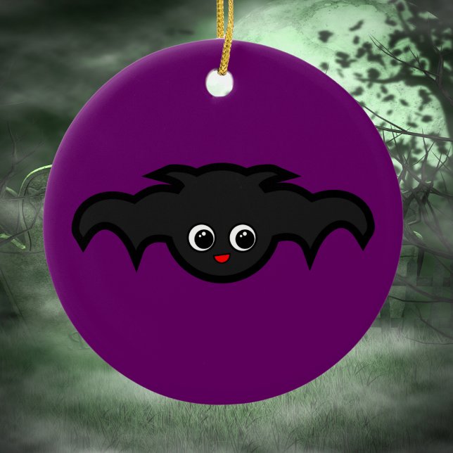 Adorno De Cerámica Kawaii Bat en negro y morado (Subido por el creador)