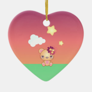 Adorno De Cerámica Kawaii Bear