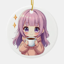 Kawaii Cozy Coffee Girl – Pastel Aesthetic sticker