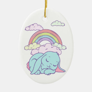 Adorno De Cerámica Kawaii Cute Cartoon Bunny Rabbit Arcoíris